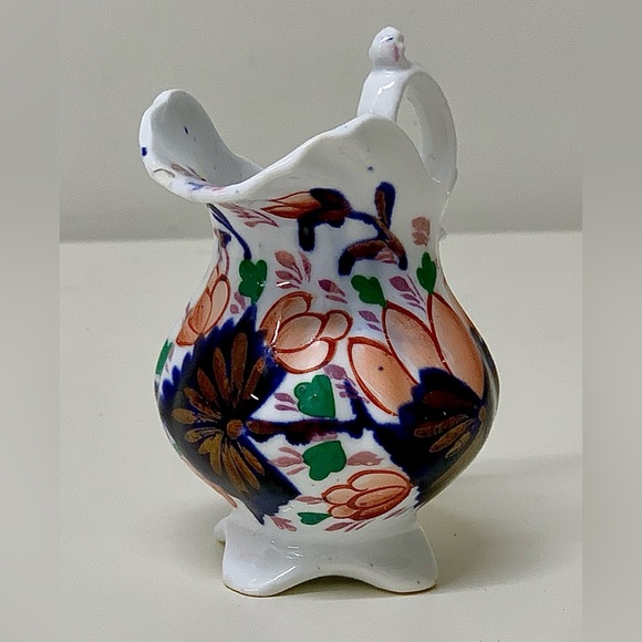 19th Century Antique Gaudy Welsh Grape Pattern Miniature Scalloped Footed Jug - Picture 15 of 16